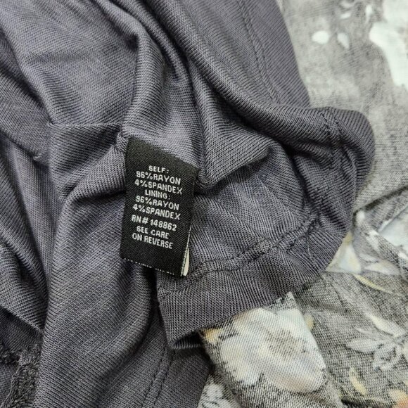 Torri Breezy Grey Floral Flowy Stretch Lined ruffle Mini Dress Plus Size 00 - Picture 7 of 7